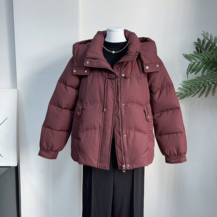 中年妈妈冬装连帽羽绒服女洋气2026新款中老年人冬季保暖加厚外套