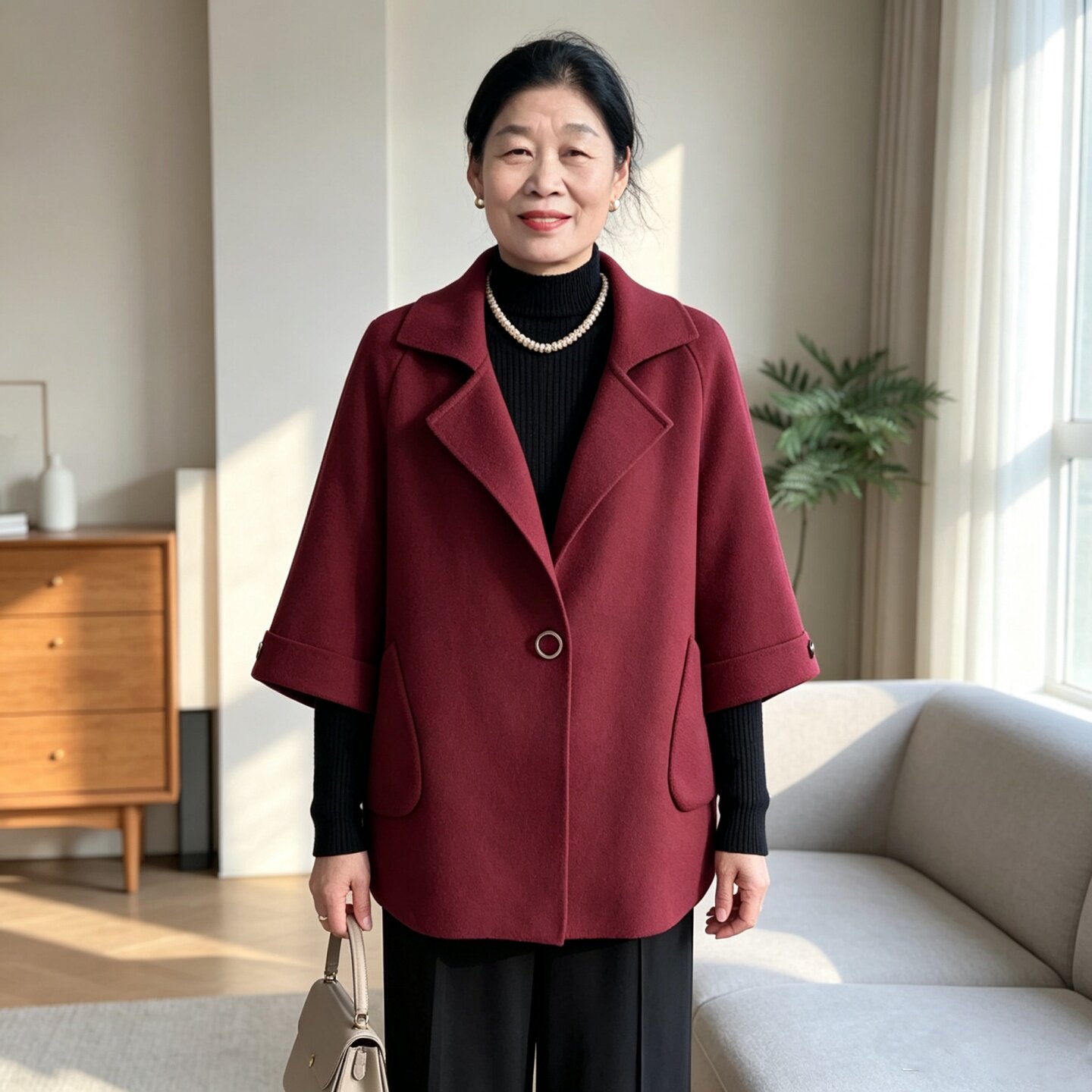 中年妈妈装春秋高贵毛呢大衣外套