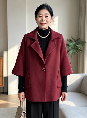 中年妈妈装春秋高贵毛呢大衣外套