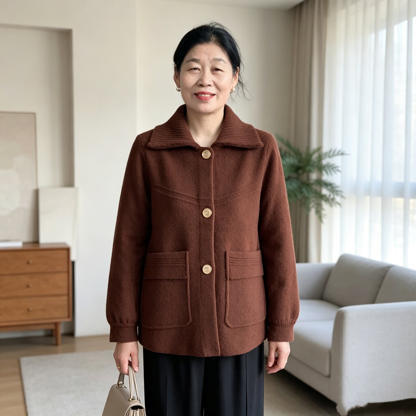 中老年妈妈秋冬装洋气貂绒外套厚