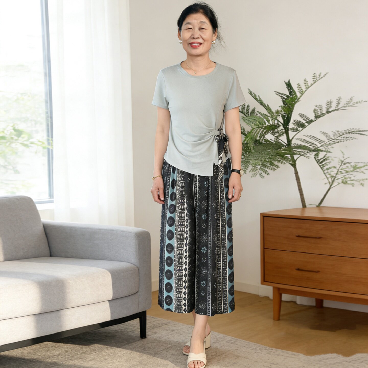 妈妈夏季时尚减龄两件套中老年女