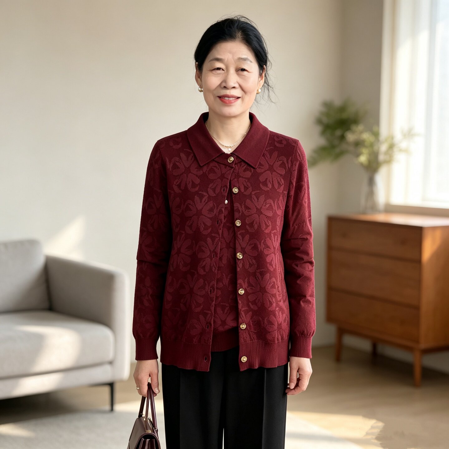洋气妈妈秋季新款针织开衫外套女