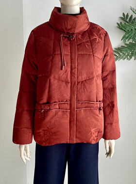 中老年新中式立领保暖羽绒服2025冬季妈妈装本命年新年红时尚外套