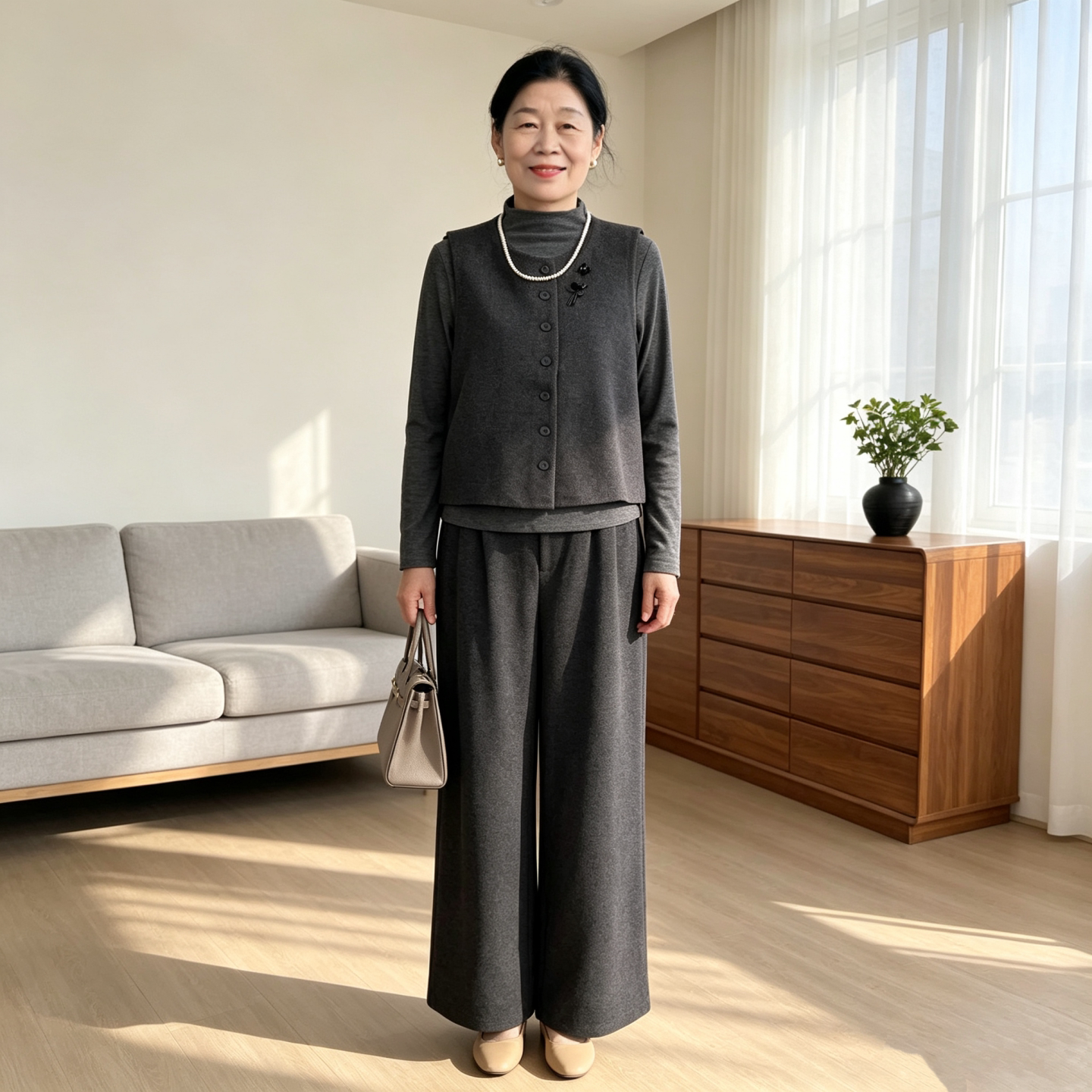中年妈妈秋季时尚减龄马甲三件套