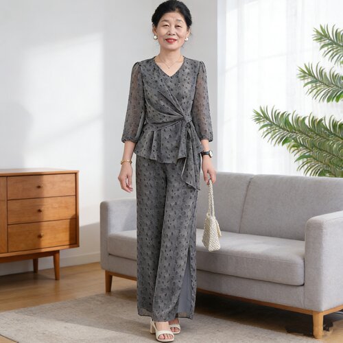 中年妈妈时尚减龄套装女两件套夏