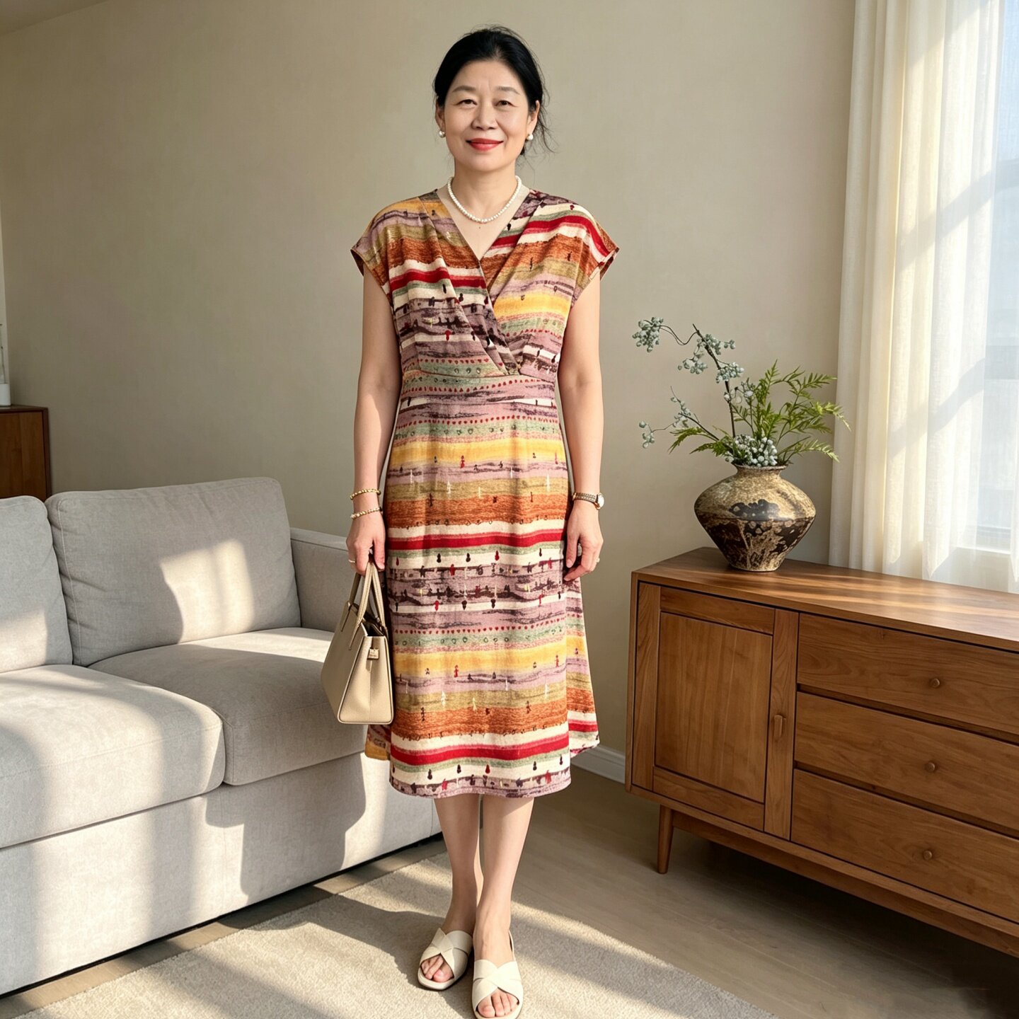 妈妈装连衣裙夏装中年女显瘦减龄
