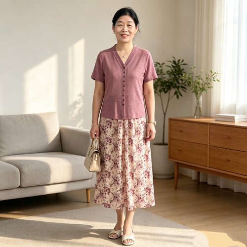 中年女妈妈夏季时尚套装气质减龄