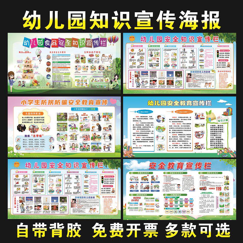 幼儿园学校安全知识宣传栏校园消防标志墙贴预防溺水拐骗交通安全