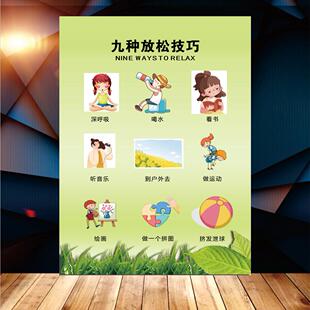 正面情绪认知脸谱图幼儿童表情管理九种放轻松技巧情感对应表海报