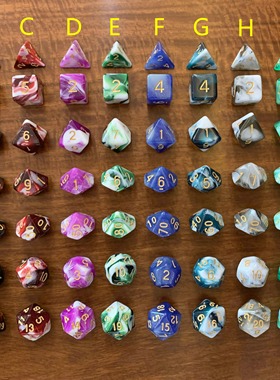 7粒多面骰子套装DND游戏道具数字色子【纯色七粒装】跑团Q Worksh