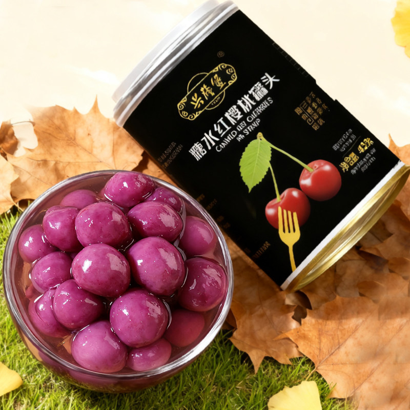 爆汁双色果！大连樱桃罐头黄樱桃