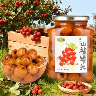 糖水山楂罐头880g*4黄桃罐头老式玻璃瓶零食鲜果捞水果罐头商用