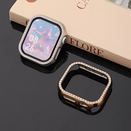 【闪钻半包】适用AppleWatch带钻保护壳S11苹果手表镶钻表壳iwatch11/10/9/8/7/SE代电镀半包硬壳42/41mm女