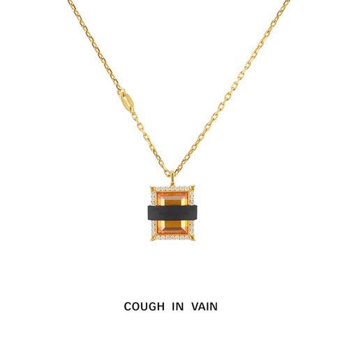COUGH IN VAIN Relaxing系列多色可拆卸硅胶方形宝石银吊坠项链