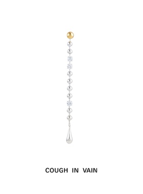 COUGH IN VAIN 掩面系列垂形眼泪金银拼色吊坠925银耳环长款耳饰