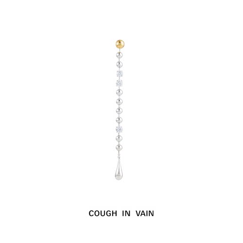 COUGH IN VAIN 掩面系列垂形眼泪金银拼色吊坠925银耳环长款耳饰