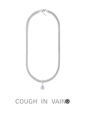 COUGH IN VAIN 拼色扁形水滴吊坠高级项链设计感蛇骨链情侣锁骨链