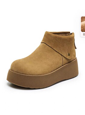 商场同款复古高帮毛毛勃肯棉鞋厚底冬季加绒保暖雪地靴女E6F1DDD5