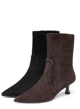 商场同款冬季新款巴黎小姐中靴时装靴细跟气质加绒靴子女9S002DZ5