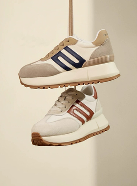 商场同款女鞋新款厚底运动休闲鞋复古红色美式跑步阿甘鞋B7S1DCM4