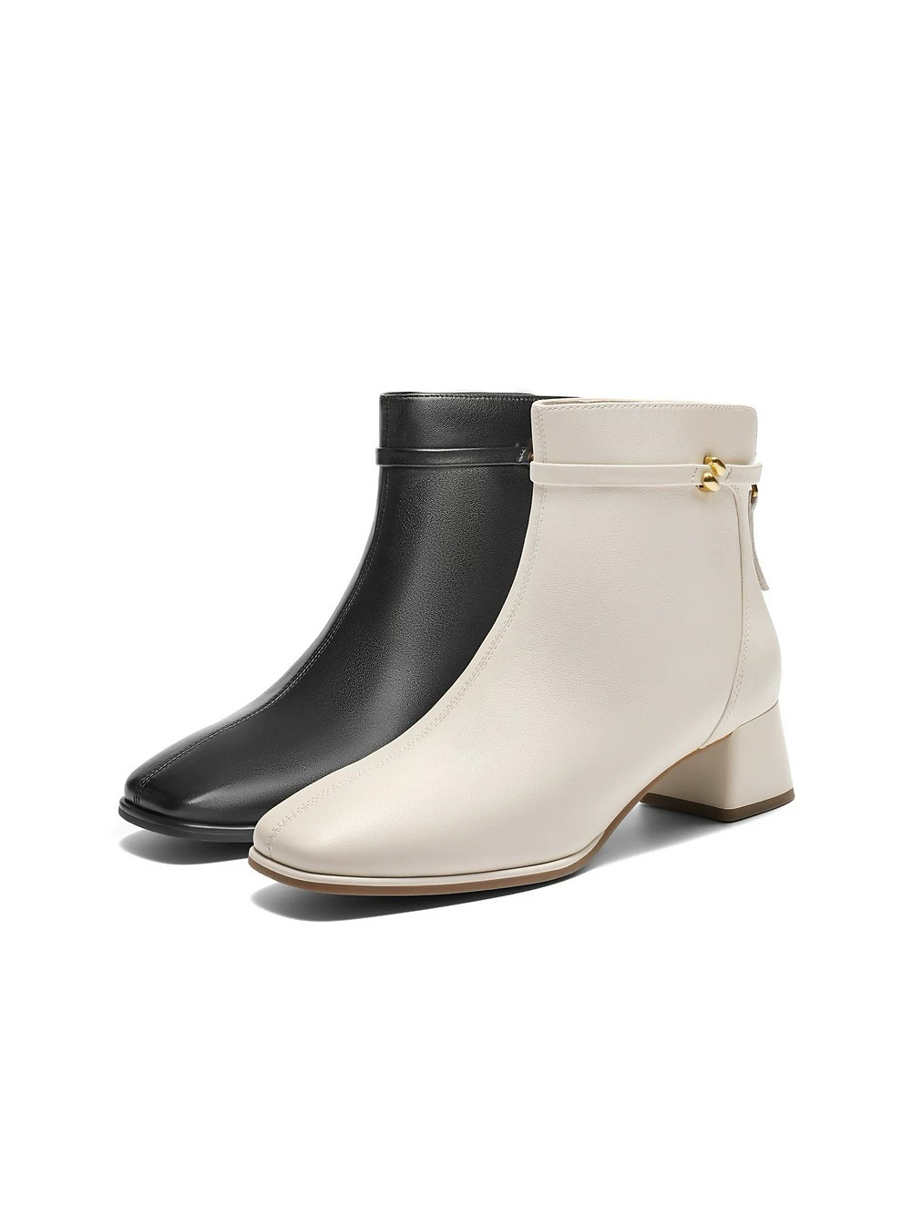 商场同款2025年超软羊皮女靴粗高跟时装靴新款加绒短筒靴3LI44DD5