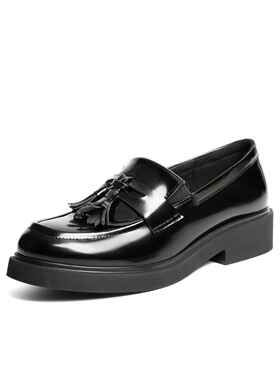 商场同款复古流苏乐福鞋女2026春新款真皮黑色小皮单鞋子B2971AA6