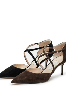 商场同款2025春新款法式复古包头凉鞋细高跟鞋女尖头凉鞋EC129AK5