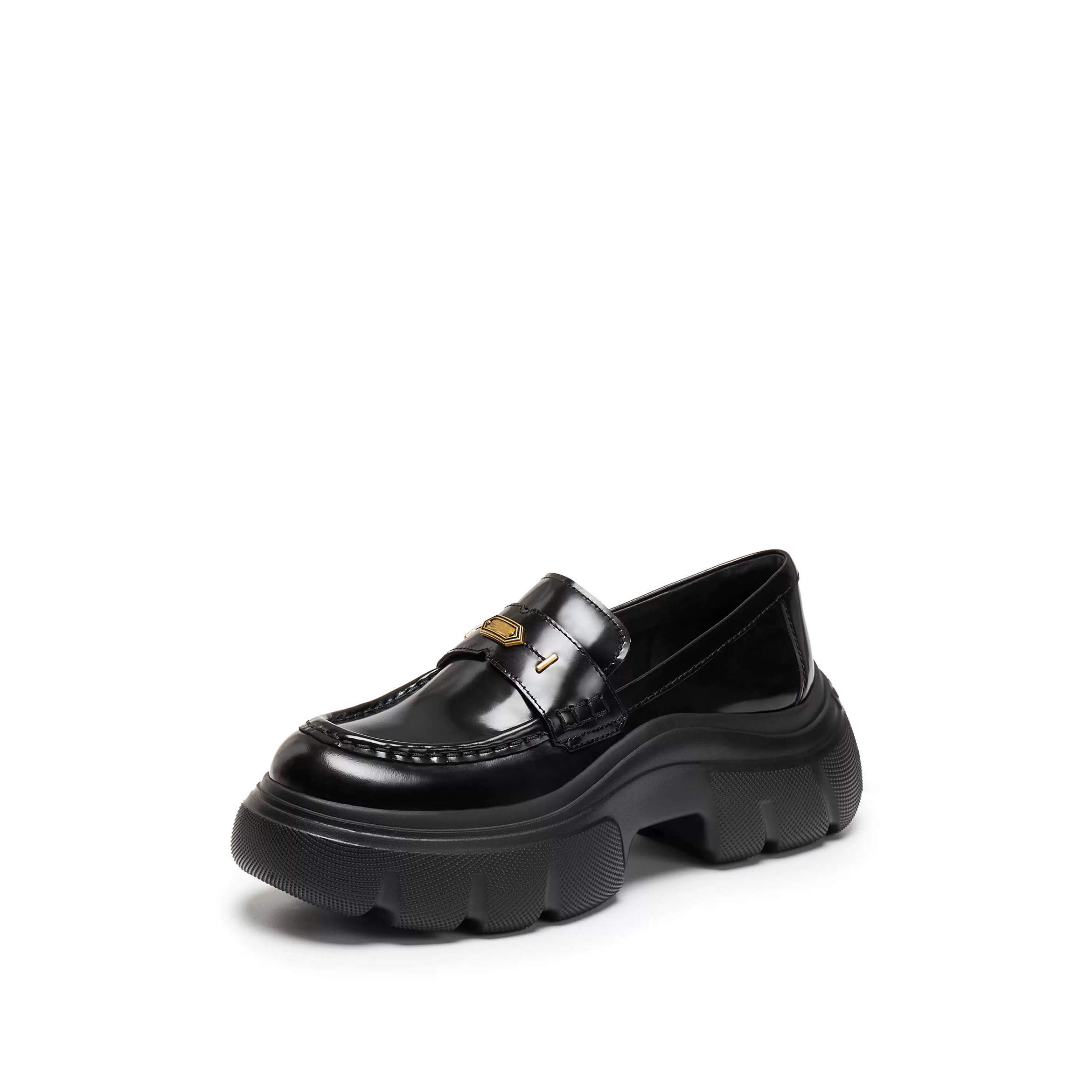 商场同款2025秋叶伯爵英伦风乐福鞋厚底一脚蹬小皮鞋女鞋ESF23CA5