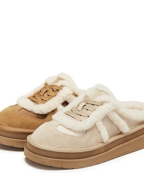 商场同款2025冬新款复古毛毛鞋加绒保暖厚底勃肯鞋半拖女EIY10DH5