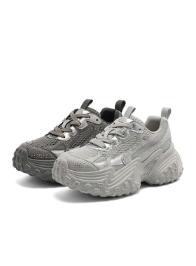 商场同款璀璨星空银灰色老爹鞋女厚底运动鞋水钻休闲鞋子C1E1DCM4