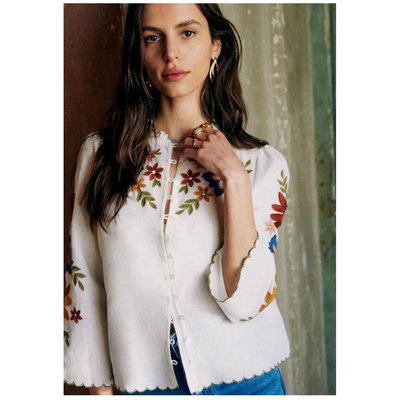 法式小衫度假风花瓣立领衬衫上衣