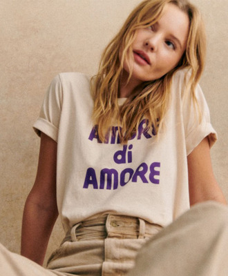 法式小众紫色字母印花纯棉T恤女