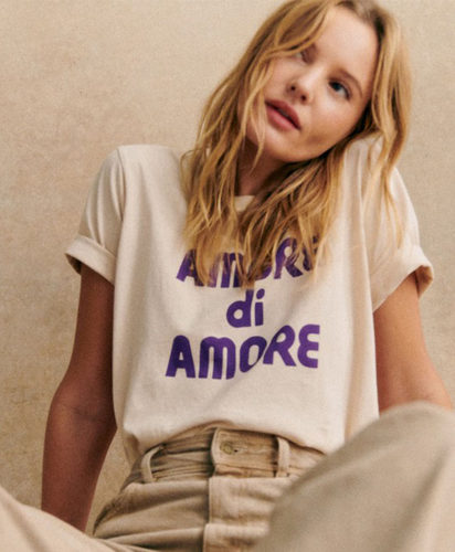 法式小众紫色字母印花纯棉T恤女