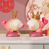 双鱼订婚摆件结婚新婚送新人礼物客厅酒柜家居装 饰品乔迁新居礼品