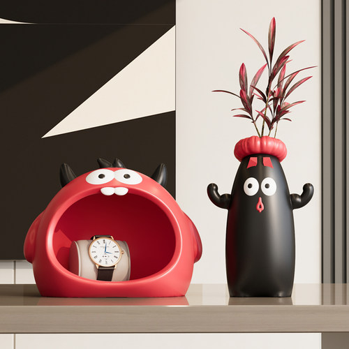 大嘴小怪兽玄关钥匙收纳摆件入户门鞋柜家居桌面装饰品乔迁礼物