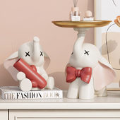 简约现代大象摆件高级感玄关钥匙收纳客厅电视柜酒柜奶油风装 饰品