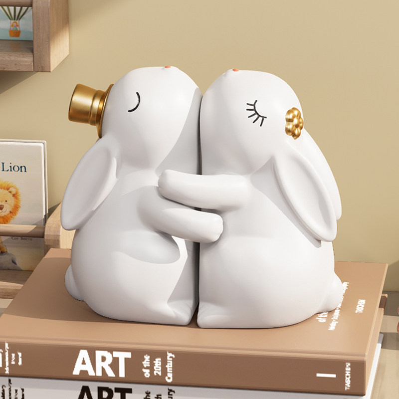 创意抱抱兔子书挡摆件客厅玄关书房儿童房书桌桌面书立家居装饰品,家居饰品,装饰摆件,淘宝优惠券,粉丝福利购,淘宝优惠卷