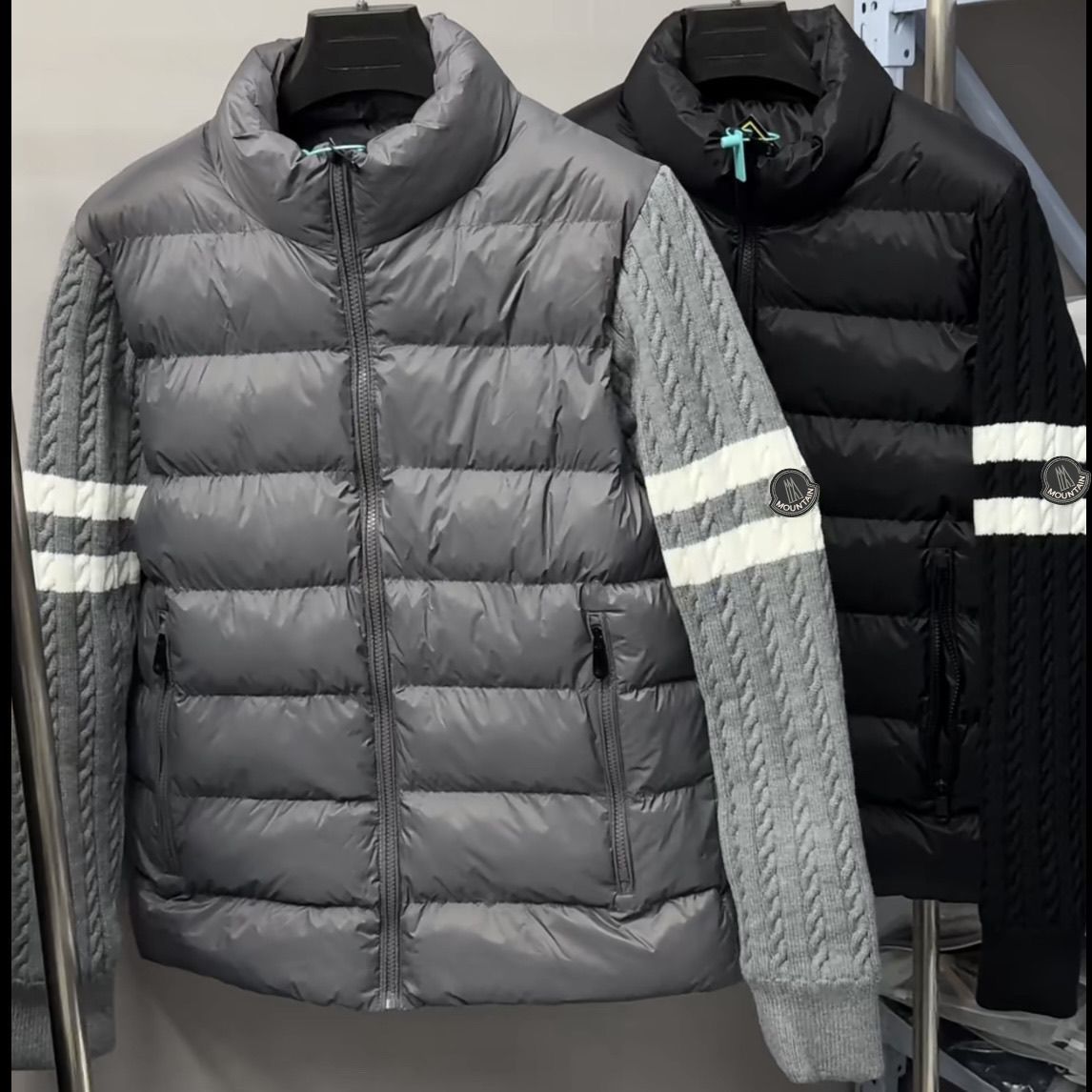 情侣针织拼接立领排骨棉服男女韩版宽松冬季新款加厚保暖棉衣外套