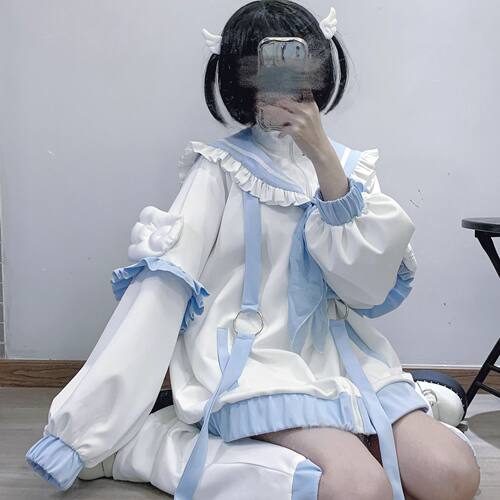 日系软妹可爱减龄学院卫衣女学生韩版春季新款洛丽塔百搭上衣外套