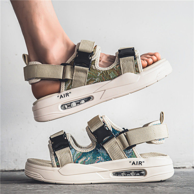 凉鞋男款夏季外穿防滑防臭气垫增高厚底开车凉拖运动越南沙滩拖鞋