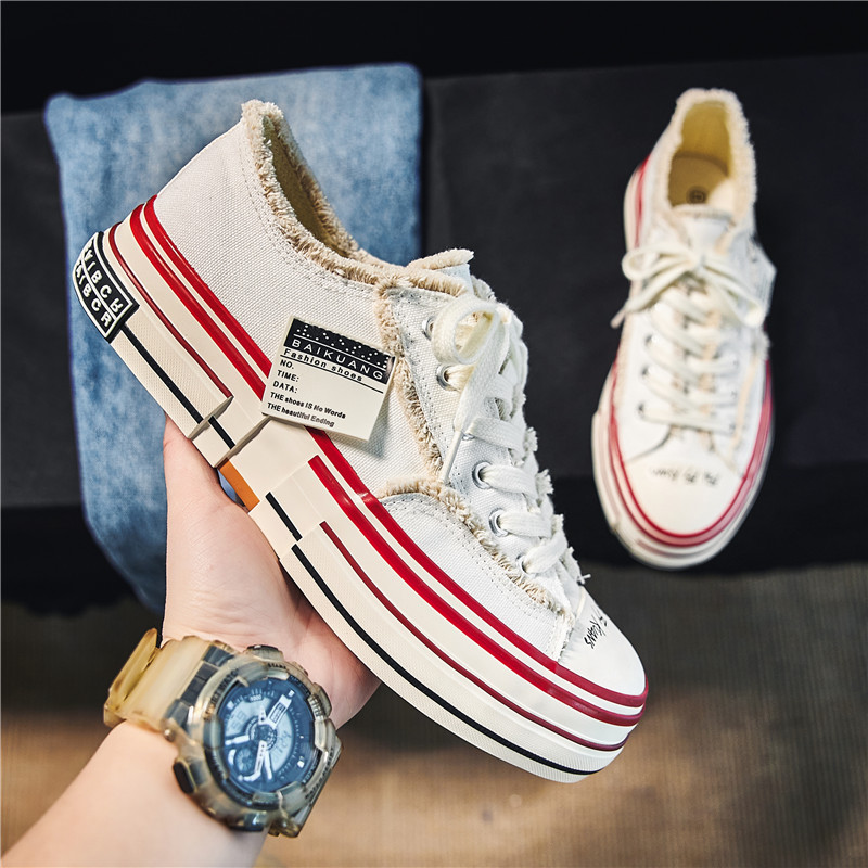 透气帆布复古低帮半拖厚底拼接底