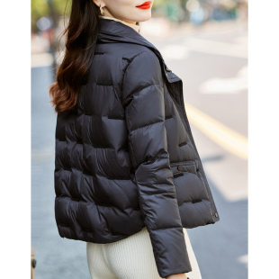黑色羽绒服女短款冬季新款小个子时尚白鸭绒保暖女装外套