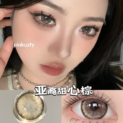 Pinkcuty美瞳棕色年抛亚裔甜心视觉14.8超大直径美瞳隐形眼镜