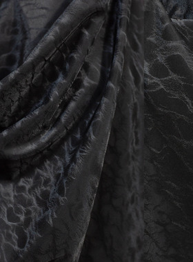 黑色弹力麂皮绒白色波浪纹魔幻diy创意新潮炫酷外套皮裤设计风布