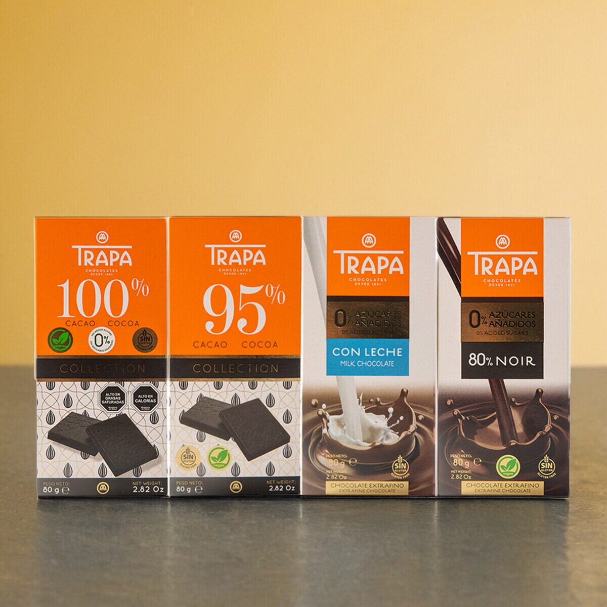 西班牙进口Trapa朵沛80%95%100%可可黑巧克力/牛奶巧克力排块