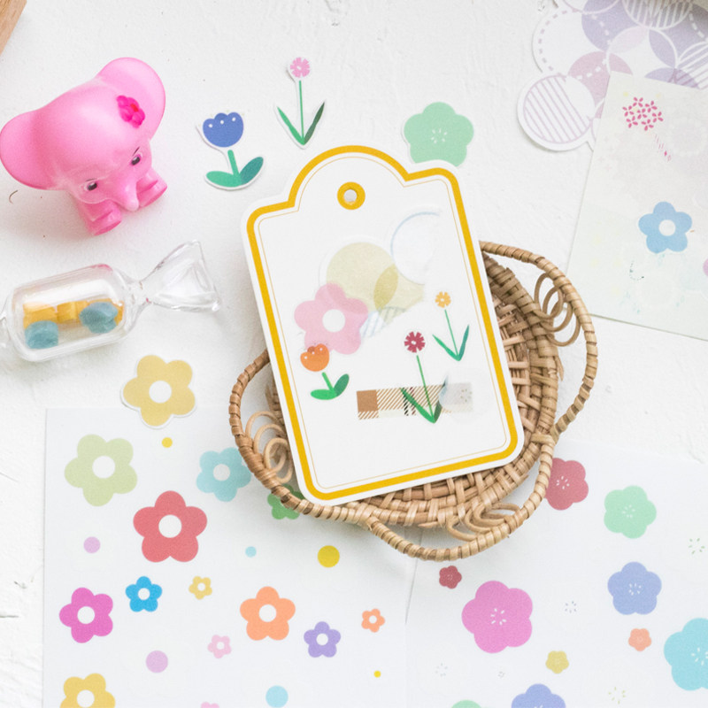 【现货】柠檬树 小花小雏菊基础款贴纸 雾面pvc白墨工艺