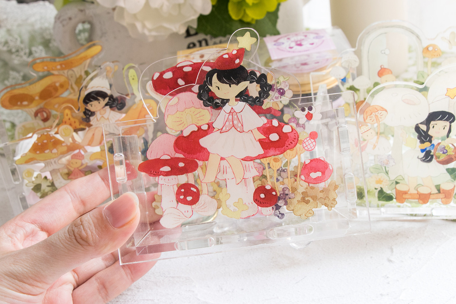 柠檬树五周年 菇菇森友会 拼装亚克力收纳盒 桌面整理文具收纳