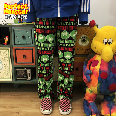 鲍伯鲁斯复古卡通薄绒睡裤家居裤长裤