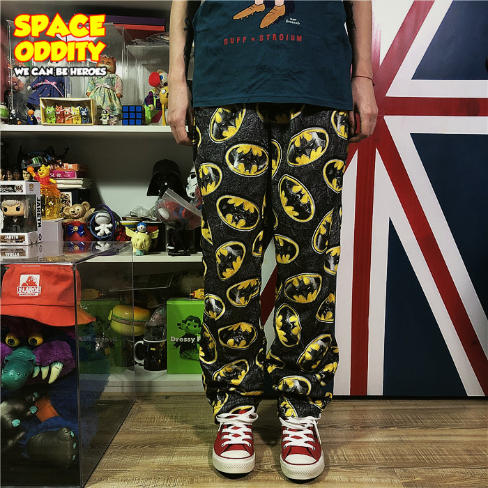 蝙蝠侠卡通复古薄绒家居裤睡裤长裤