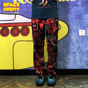 长裤 睡裤 死侍卡通复古薄绒家居裤